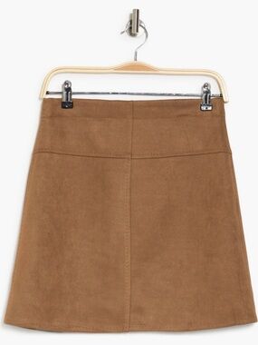 Max Studio Camel Suede-Look A-Line Mini Skirt